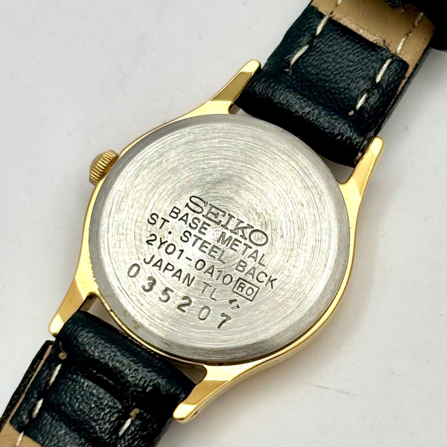 新品電池　SEIKO 腕時計　ブラック文字盤　ゴールドカラー　ブレスレット 新品電池】SEIKO セイコー レディース 腕時計 ゴールド 変わり文字盤