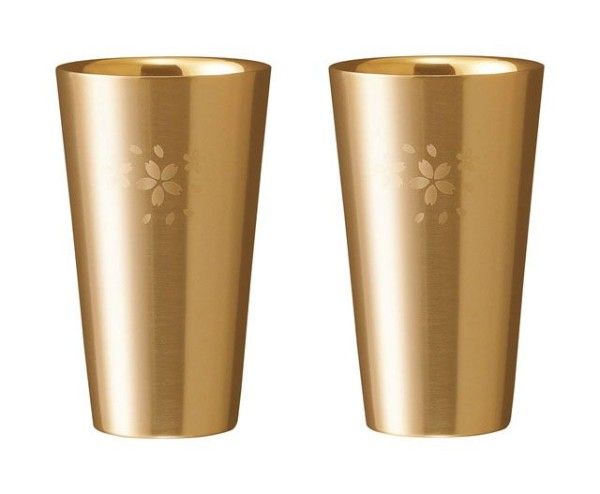 タンブラー ギフト おしゃれ ステンレス 保冷 ビール ハイボール ジョッキ ステンレスタンブラー コーヒー 紅茶 実用的 60代 50代 40代 男性 女性 贈り物 金の贅桜 ステンレスW構造タンブラー 300ml 2P ... _gt