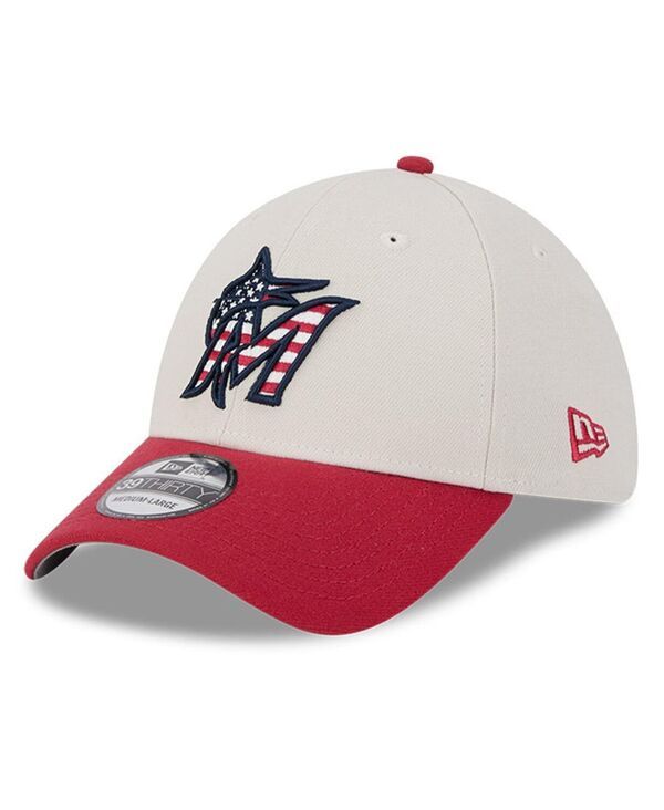 ニューエラ メンズ アクセサリー 帽子 New Era Mens Red Miami Marlins 2024 Fourth of July 39THIRTY Flex Hat Khaki カーキ