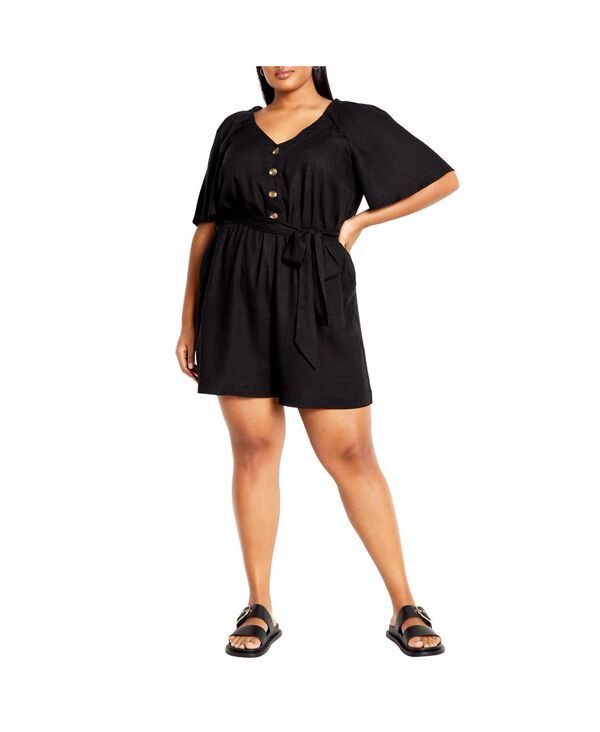 シティーシック レディース ボトムス ハーフパンツ・ショーツ プラスサイズ ロンパース CITY CHIC Plus Size Brielle Romper Black ブラック
