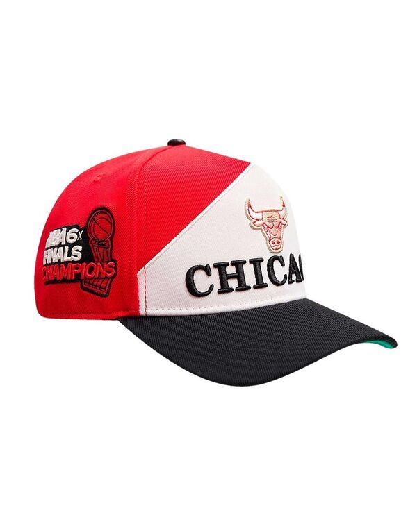 プロスタンダード メンズ アクセサリー 帽子 Pro Standard Mens RedBlack Chicago Bulls Pinch Chevron Adjustable Hat Red Black ブラック