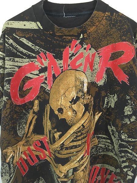 古着 90s GUNS N' ROSES 「Dust N' Bones」 豪華 スカル ボーン オールオーバー ハード ロック バンド Tシャツ XL位 