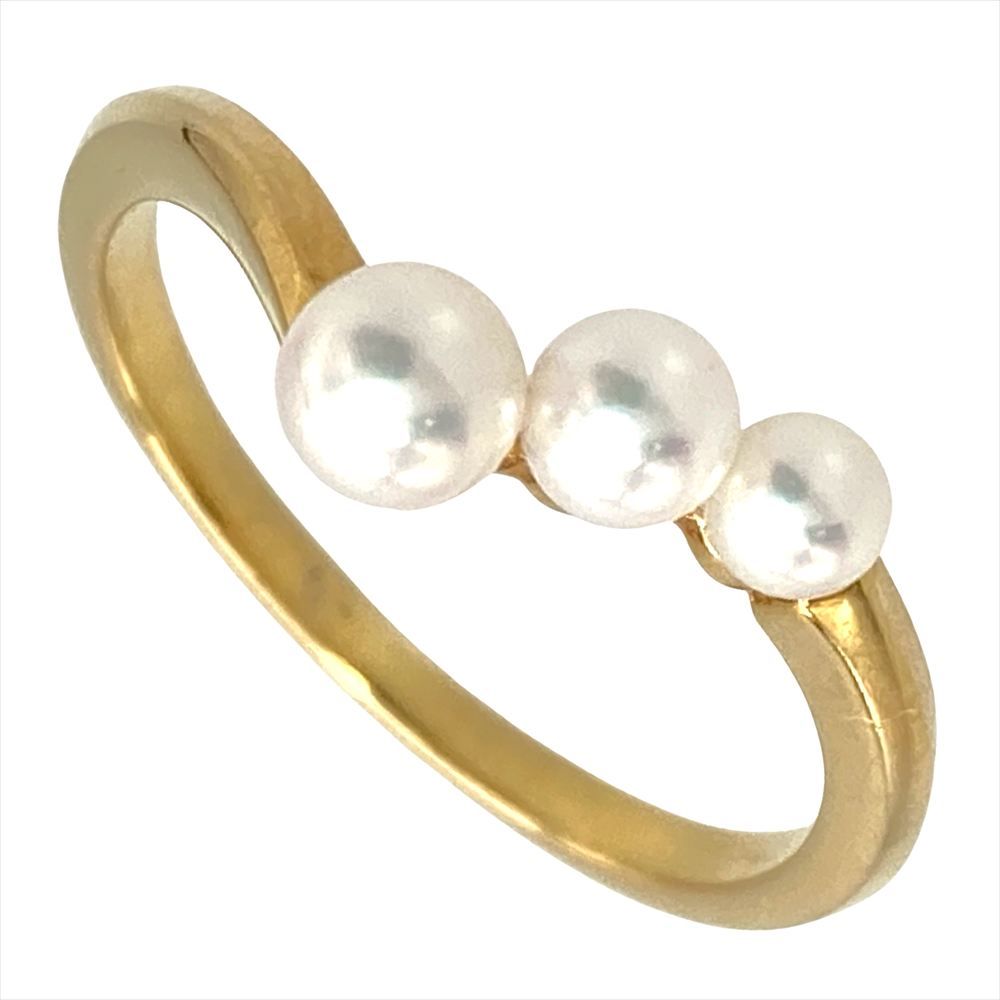 ミキモト MIKIMOTO ベビーパール 3P リング 指輪 約11号 K18YG