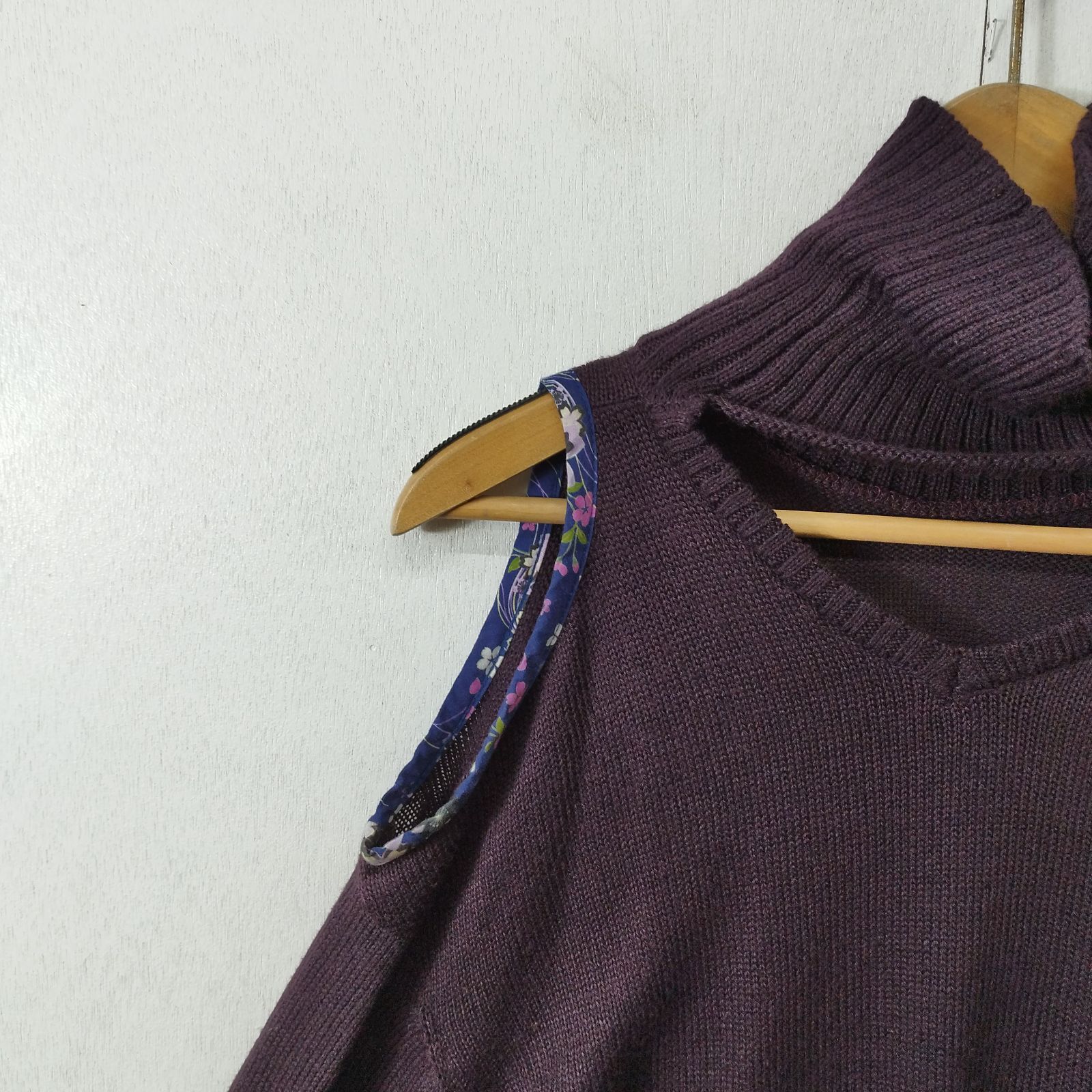 gouk ニット 長袖 2WAY ハイネック 和ゴス パンク 胸元 カットオフ Y2K