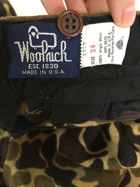 古着 80s USA製 WoolRich ダックハンター カモ 迷彩 ウール