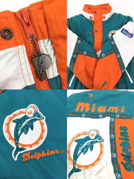 古着 NFL Miami Dolphins ドルフィンズ 2way ハーフジップ パデット