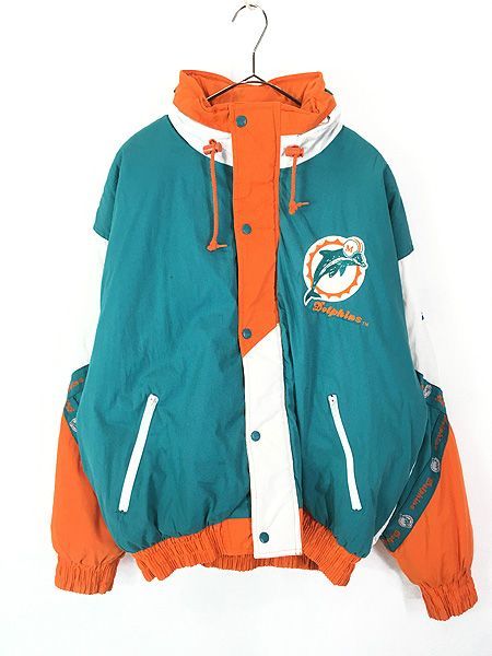 古着 NFL Miami Dolphins ドルフィンズ 2way ハーフジップ パデット