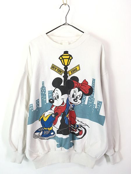 古着 90s Disney ミッキー ミニー 両面 プリント スウェット