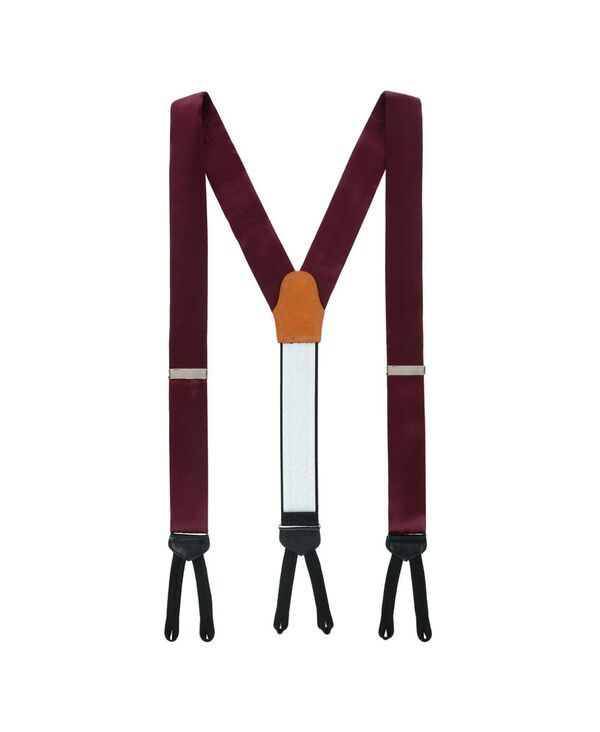 トラファルガー メンズ アクセサリー ベルト シルク TRAFALGAR Mens Sutton Solid Color Silk Formal End Suspenders Burgundy バーガンディ