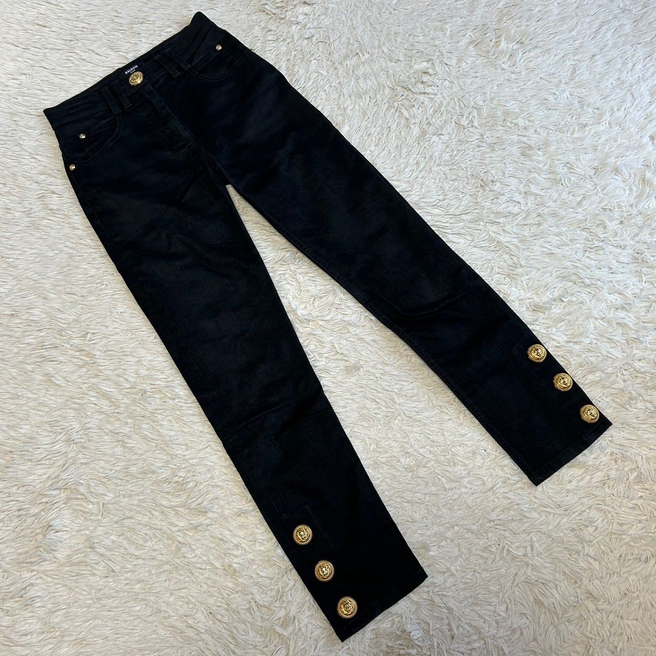 BALMAIN 】☆ 極美品 ☆ バルマン デニムパンツ スキニー 金ボタン 34 
