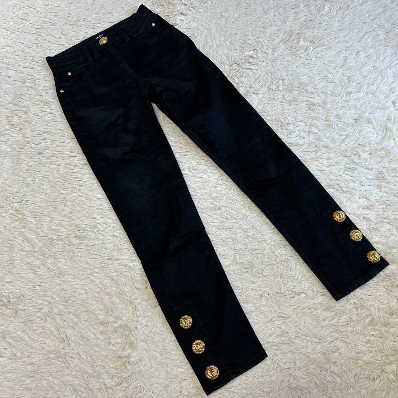BALMAIN 】☆ 極美品 ☆ バルマン デニムパンツ スキニー 金ボタン 34 