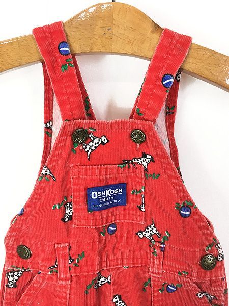 キッズ 古着 80s USA製 Oshkosh B'gosh 犬 わんちゃん 総柄