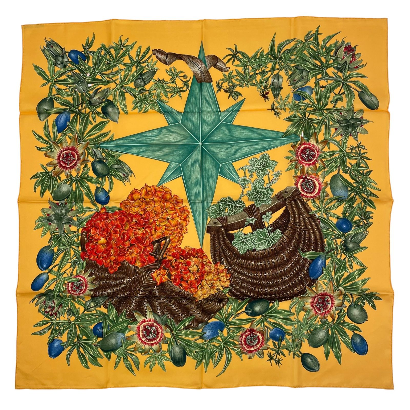 極美品 HERMES エルメス スカーフ シルク カレ90 PASSIFLORES 