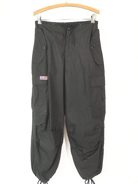 古着 90-00s UFO JEAS ノンリップ ポプリン テック カーゴ パンツ ブラック XS ミント!!