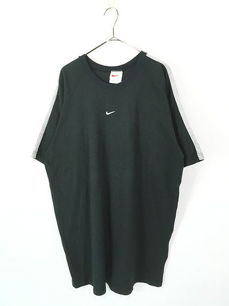 古着 90s USA製 NIKE センター スウォッシュ ロゴ アーム ライン ラグラン Tシャツ XXL 古着