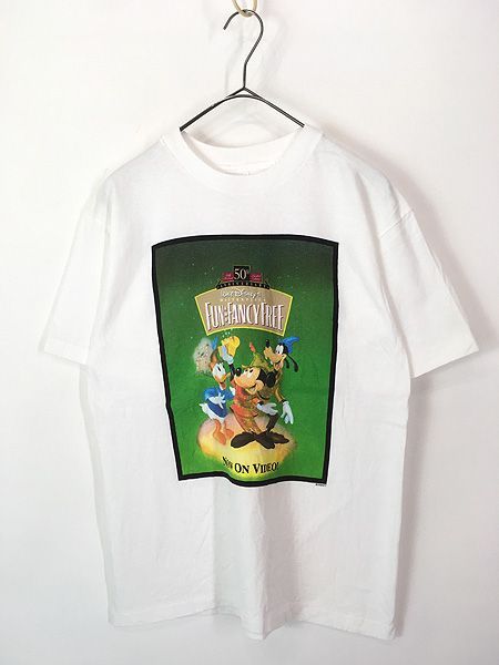 古着 90s USA製 Disney Fun And Fancy Free ミッキーと豆の木 アニメ ビデオ プロモ Tシャツ S位 古着