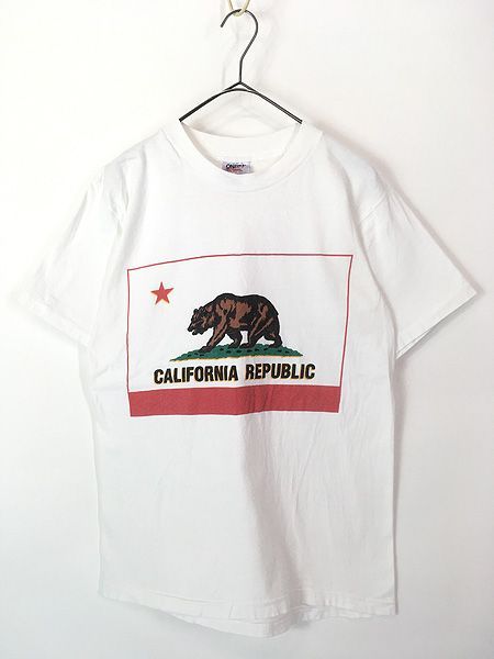 古着 90s CALIFORNIA REPUBLIC カリフォルニア 州旗 フラッグ Tシャツ M 古着