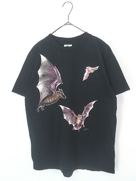 古着 90s USA製 HARLEQUIN コウモリ アニマル Tシャツ L 古着