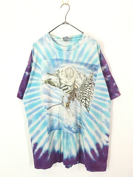 古着 90s USA製 Grateful Dead 「Skull Ski」 スキー スカル ロック バンド タイダイ Tシャツ XL
