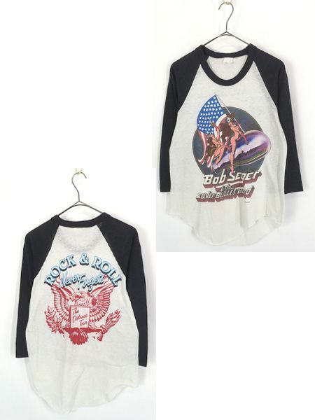 古着 80s USA製 Bob Seger & The Silver Bulled Band 「The Distance Tour」 ツアー ロック バンド ラグラン Tシャツ L位