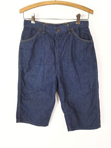 レディース 古着 60s USA製 Blue Bell MAVERICK インディゴ デニム クロップド パンツ ショーツ スリム 18 W28 古着