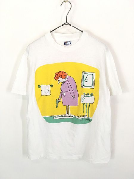 レディース 古着 80s USA製 LAFF Line 体重計 ピストル ポップ アート デザイン Tシャツ M 古着