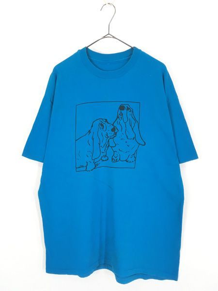 古着 90s 犬 バセット ハウンド アニマル アート Tシャツ XL位 古着