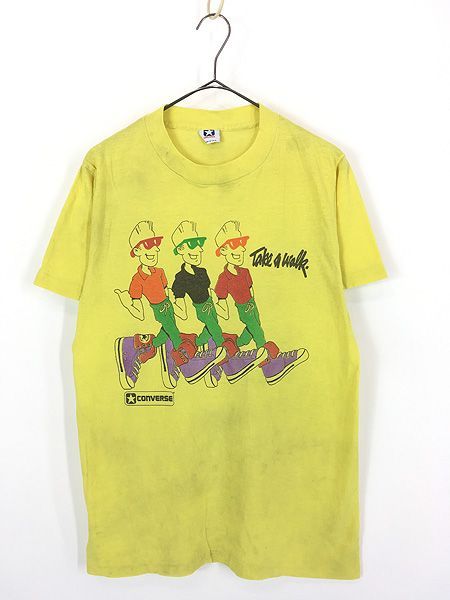 古着 80s USA製 CONVERSE ALL STAR コンバース スニーカー ポップ アート Tシャツ L位 古着