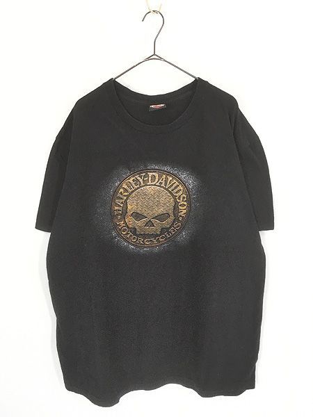 古着 10s HARLEY DAVIDSON スカル マンホール バー&シールド Tシャツ XL位 古着