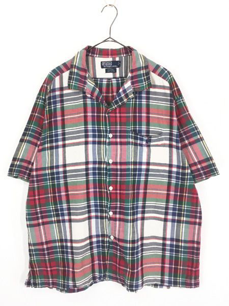 古着 90s Polo Ralph Lauren 「CALDWELL」 マルチ チェック 半袖 開襟 ボックス シャツ XL 古着