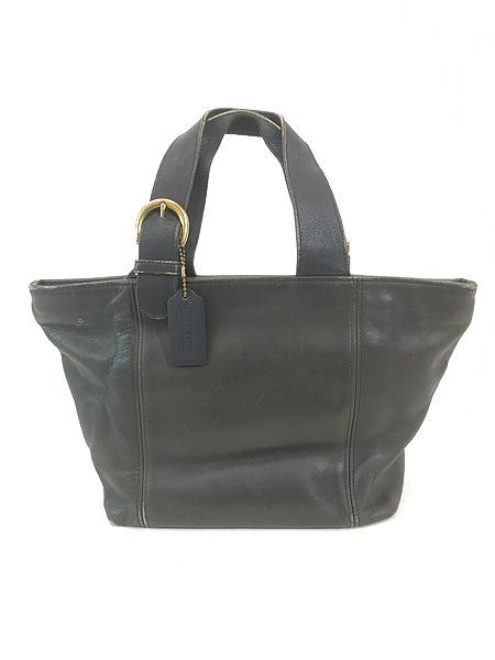 雑貨 古着 90s USA製 OLD COACH 本革 レザー ハンド バッグ 黒 小型 古着