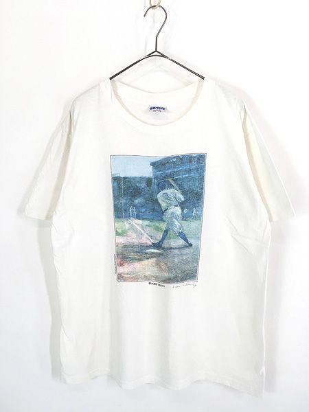 古着 90s USA製 Babe Ruth ベーブ・ルース アート ベースボール 選手 絵画 Tシャツ L 古着