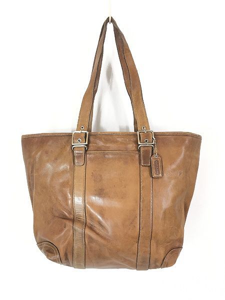 雑貨 古着 90s OLD COACH 本革 レザー トート バッグ 茶 中型 古着