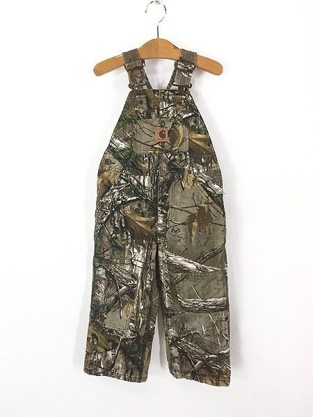 キッズ 古着 90s Carhartt ap リアルツリー カモ ダック Wニー ワーク オーバーオール 4歳位 古着