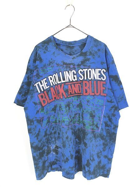 古着 90s Rolling Stones 「Black And Blue」 ツアー ロック バンド タイダイ Ｔシャツ XL位