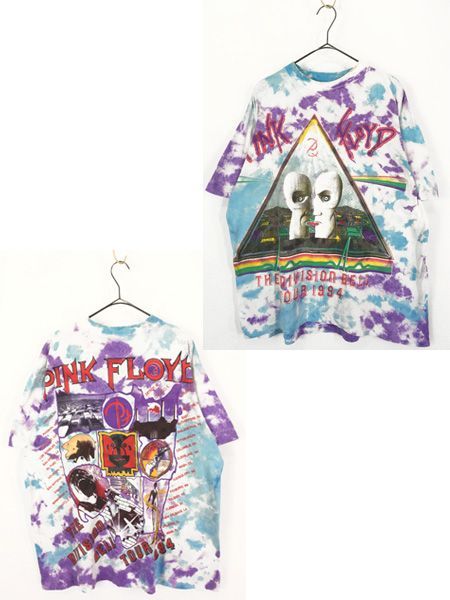 古着 90s Pink Floyd 「The Division Bell」 豪華 プログレ ロック バンド パキ綿 タイダイ Tシャツ XL