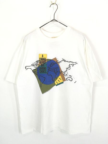 古着 90s USA製 WWF 地球 自然保護 メッセージ Tシャツ M 古着