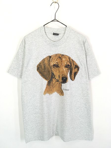 古着 90s USA製 犬 ダックスフント アニマル Tシャツ L 古着