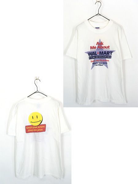 古着 00s Walmart Photo ウォルマート スーパーマーケット スマイル にこちゃん メッセージ Tシャツ L 古着