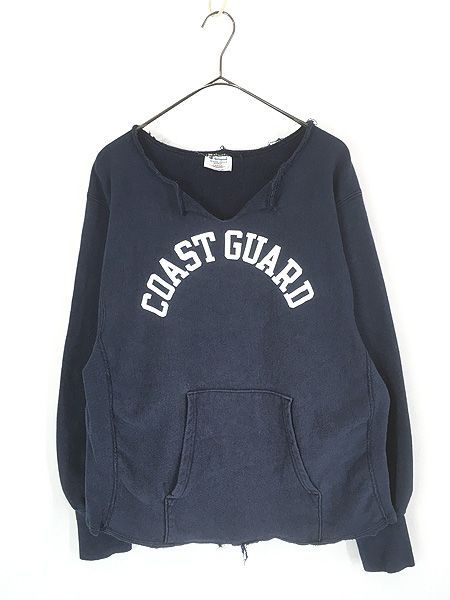 古着 80s USA製 Champion Reverse Weave 「COAST GUARD」 カットオフ ミリタリー リバース スウェット パーカー トレーナー L
