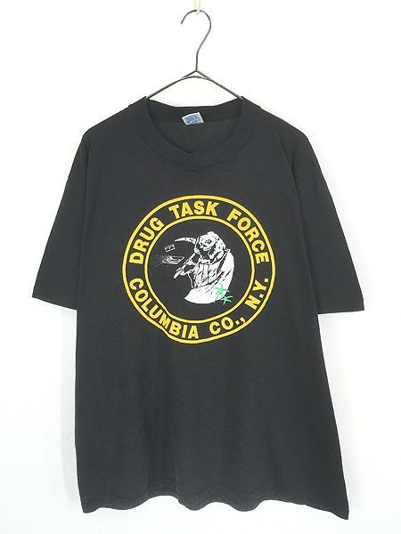 古着 90s USA製 DTF DRUG TASK FORCE COLUMBIA CO ドラッグ スカル Tシャツ XL