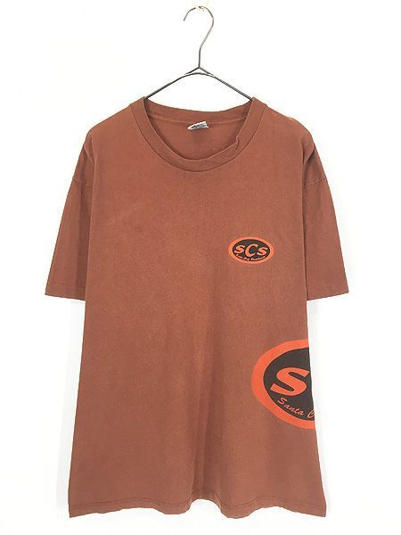 古着 80s USA製 Santa Cruz Skateboards 「SCS」 マルチ ロゴ 100%コットン オールド スケート Tシャツ レンガ!! L
