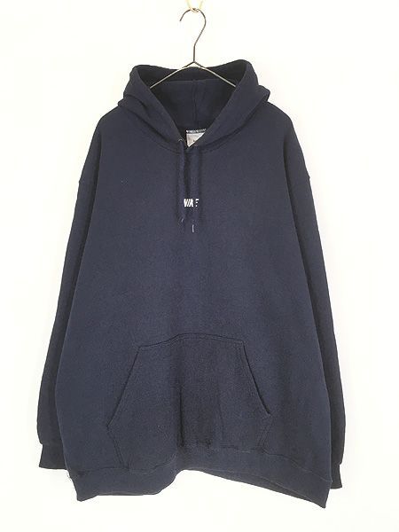 古着 USA製 NIKE センター ロゴ 刺しゅう スウェット パーカー ネイビー XXL 古着