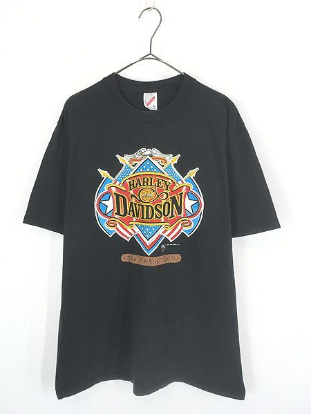 90s USA製 Harley-Davidson Tシャツ L イーグル ロゴ 古着 90s USA製 HARLEY DAVIDSON イーグル フラッグ Tシャツ L 古着