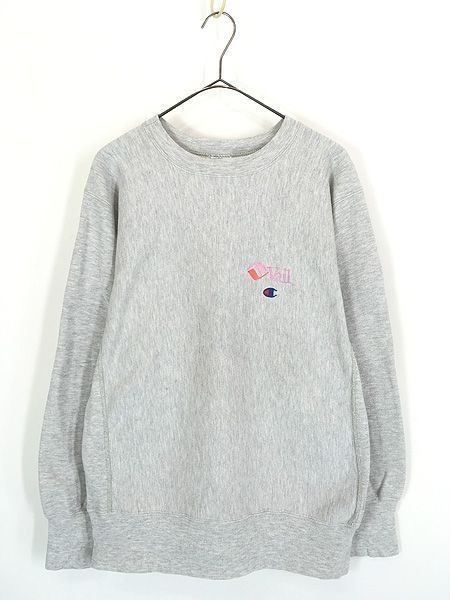 古着 90s USA製 Champion Reverse Weave 「Vail」 & ワンポイント リバース スウェット トレーナー グレー L 古着