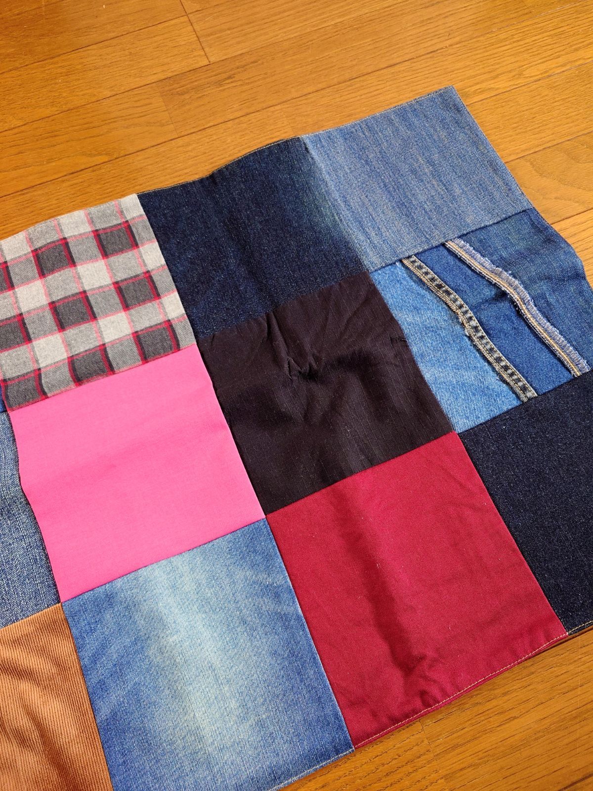 23☆USEDデニムリメイク☆マルチカバー☆48×82センチ☆パッチ