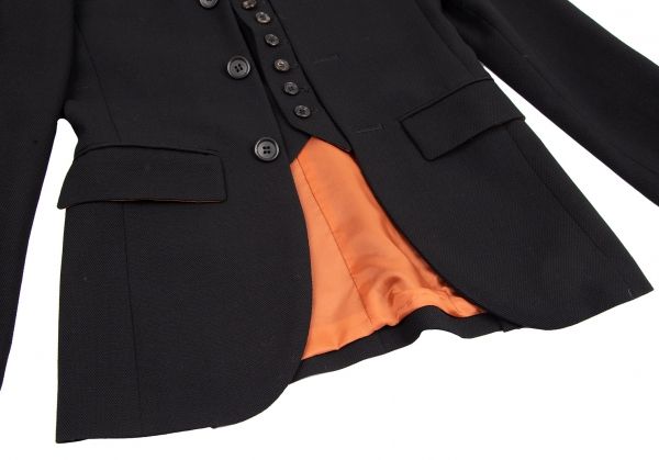 ジャンポールゴルチエ オムJean Paul GAULTIER HOMME 変わり織りメニーボタンジレレイヤードジャケット 黒46 ジャンポールゴルチエ オムJean Paul GAULTIER HOMME 変わり織りメニー