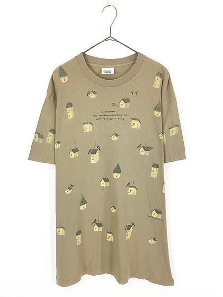 古着 90s USA製 rel e vant products 鳥小屋 メッセージ Tシャツ L 古着