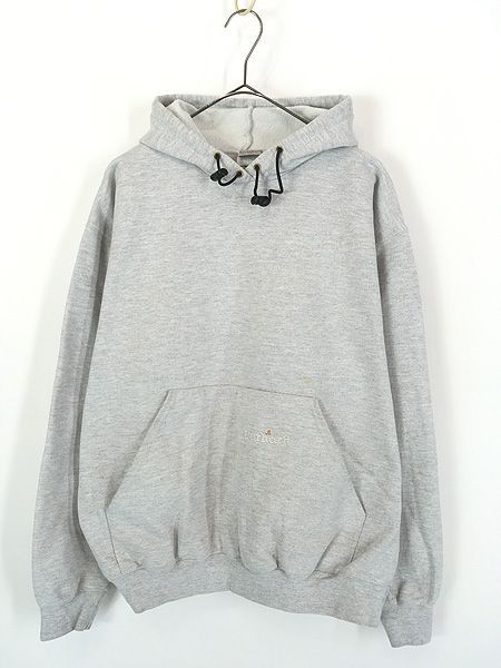 古着 90s Carhartt ワンポイント 刺しゅう スウェット パーカー グレー L 古着