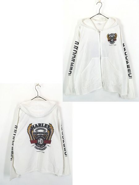古着 90s HARLEY DAVIDSON ウィング ロゴ プリント コットン メキシカン パーカー XL 古着